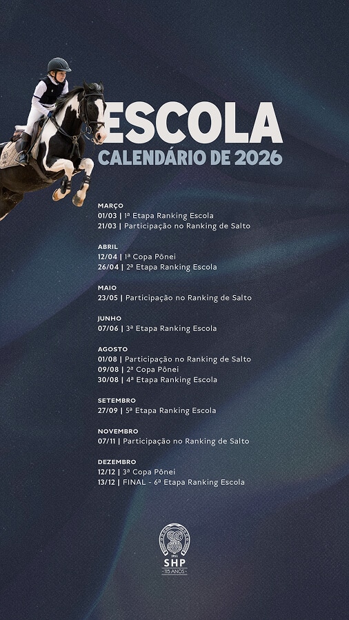 Calendário da Escola do ano 2026 da Sociedade Hípica Paulista
