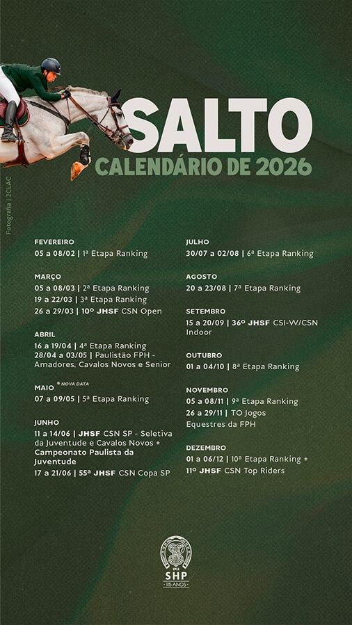 Calendário de Salto da SHP 2026